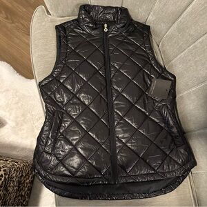 Marc New York Shiny Black Quilted Vest